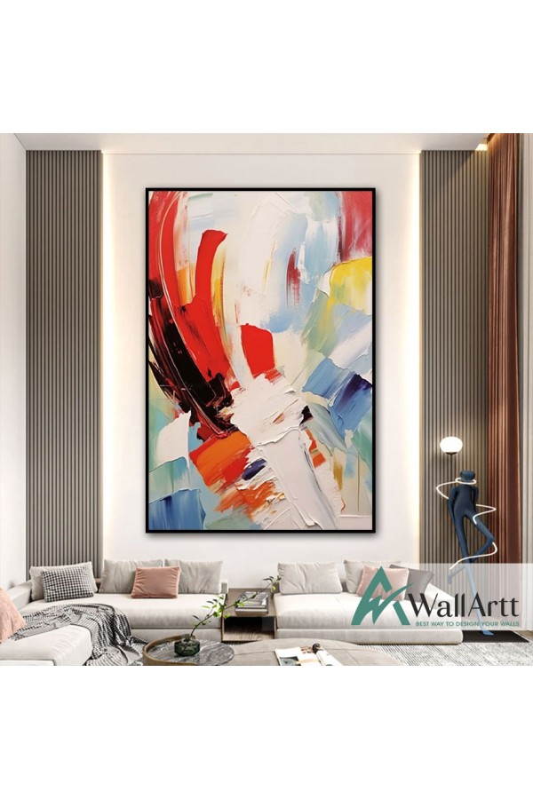 Red n White Abstract 3d Heavy Textured Partial Oil Painting